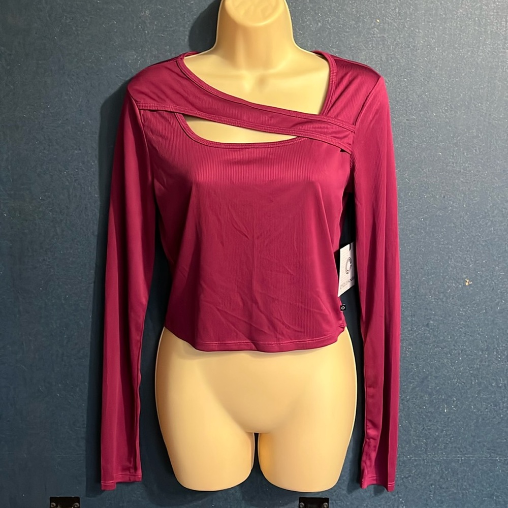New with tags cycle house long sleeve asymmetrical chest cut out size medium top
